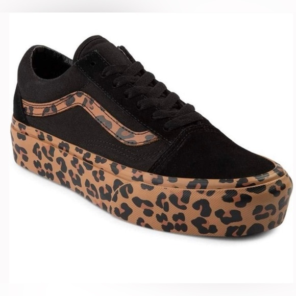 Vans Old Skool Platform Skate Shoe Black/Leopard Women’s Sz 6.5; Men’s 5 - Picture 1 of 13